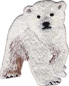 Iron On Embroidered Patch Animals Polar Bear Cub  