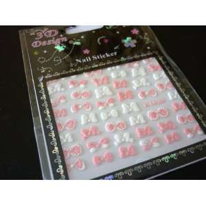 Cute PINK Bow Nail Art Glitter Sticker Beauty