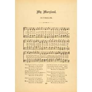  1894 My Maryland State Song Civil War Jason R. Randall 