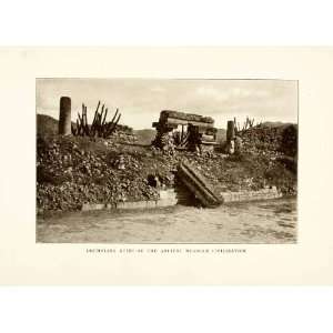  1908 Print Mexico Aztec Nahuatle Ruins Architecture 