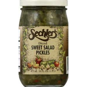 Sechlers Sweet Diced Salad Pickles 16.0 OZ (pack of 6)  