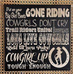 Cowgirls Rule Wall Canvas Art Subway Typography Text on Canvas  