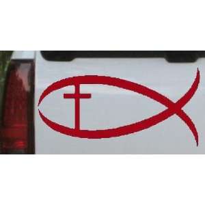 Christian Fish Christian Car Window Wall Laptop Decal Sticker    Red 