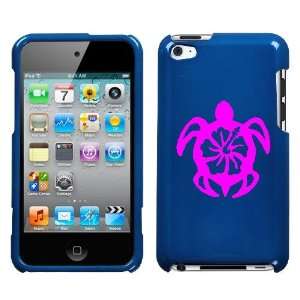 APPLE IPOD TOUCH ITOUCH 4 4TH PINK TURTLE ON A BLUE HARD CASE COVER