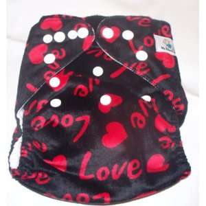   Cloth Baby Eco Grow One (One Size Cloth Diaper) Minky Black Love Baby