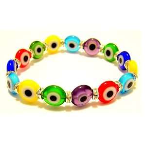 Evil Eye Bracelet Greek Glass Beads Multi