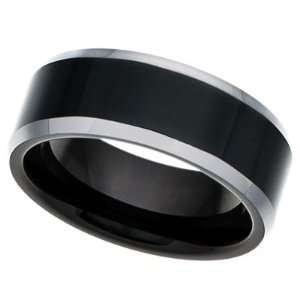  Mens Tungsten Carbide Ring Wedding Band with Black Top and Tungsten 
