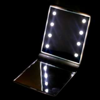 Make up Cosmetic Pocker Mirror 8 LED Light Lamps DIY Fashion Design 