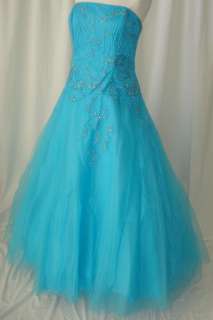 Ball Gown Dress Prom Evening Pageant Turquoise SZ 16  