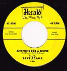 Faye Adams Anything For A Friend/Your Love Rare R&B/Doo