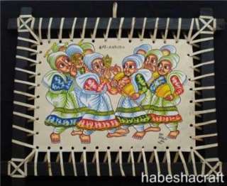 This particular painting is painted on cow leather and depicts the 