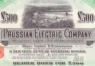 1928 Germany Prussian Electric Company   Bearer Bond  