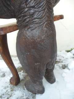 BLACK FOREST FIGURAL CARVED BEAR HALL CHAIR STOOL  