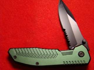 SS Assist Open Green Hdl Terminator Tactical Pocket Knife NB YC 