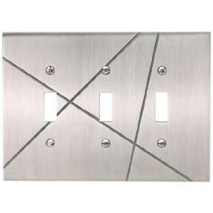  Modernist Brushed Nickel Triple Toggle Wall Plate