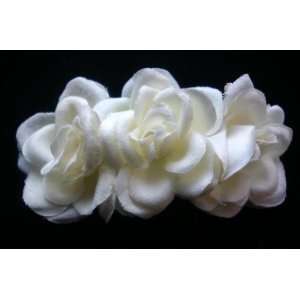  NEW Ivory Triple Rose Hair Flower Clip, Limited. Beauty