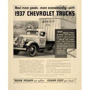  1937 Ad 1937 Chevrolet Trucks Intercity Lubricant Motor 