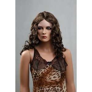  Female Mannequin Long Brown Curly Wig 
