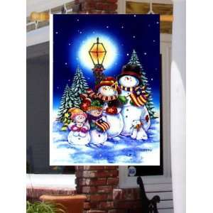  Lamp Post Snow Family Large Flag Patio, Lawn & Garden