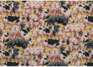 FARM LIVING PINK BLACK PIGS~ Cotton Quilt Fabric  