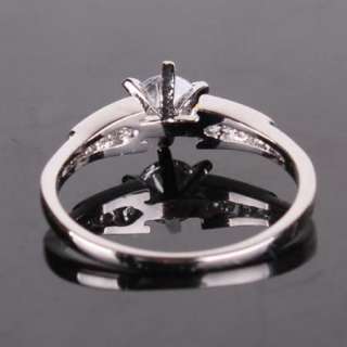18K white gold filled diamond cut crystal band ring #O #7  