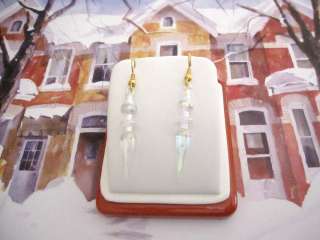 icicle Aurora Borealis christmas earrings 2 in. gold plated hooks 