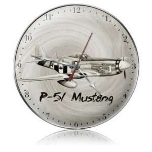  51 Black White Vintage Metal Clock Military Mustang