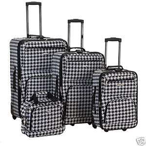 Rockland Houndstooth black 4 pc Luggage set Rolling  