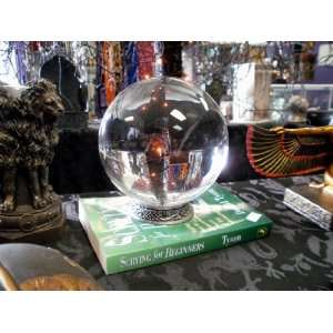  150mm Clear Crystal Ball with Pewter Stand and Scrying 
