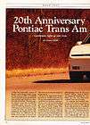 1989 Pontiac Firebird Trans Am Sales Brochure 20th Ann