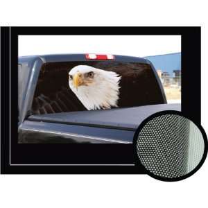 EAGLE FLAG 16 x 54   Rear Window Graphic   compact truck decal view 