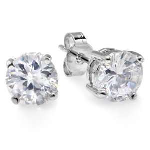  1.50 Ct White Round Basket Set Studs Earring Clear CZ 5 MM 