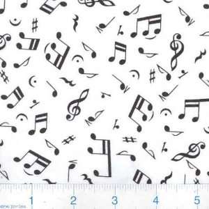  45 Wide Jammin Musical Notes White Fabric By The Yard 