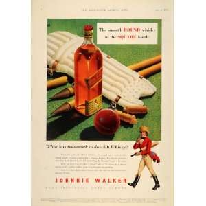 1955 Ad Johnnie Walker Red Scotch Whisky Cricket Wicket   Original 