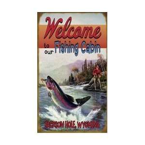  Fishing Cabin Welcome Sign   Customizable