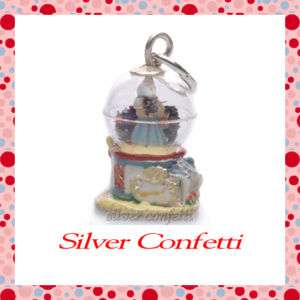   Silver SNOW GLOBE Dorothy with Toto FLAKES MOVE Charm or Pendant