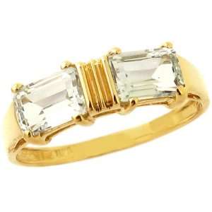   Gold Twin Octagon Gemstone Ring White Topaz, size8 diViene Jewelry