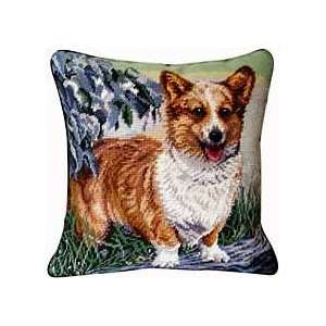  Corgi Needlepoint Pillow