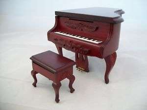 Baby Grand Piano & stool dollhouse furniture wood T3339  