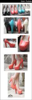 Fashion Women Shoes Platforms Ups High Chunky Heels Pumps Red Black 