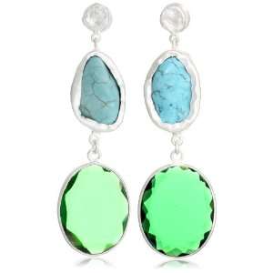 Zariin The Happy Facet of Life Green Quartz Silver Plated Earrings