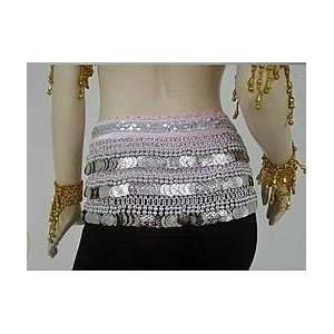 Multi Row Silver Coins Belly Dance Wrap & Hip Scarf, Simple Classical 