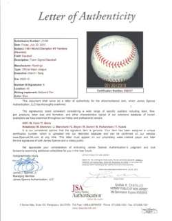 1961 NY Yankees Autographed Signed MLB Baseball Berra Ford Kubek JSA 