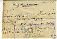 1907 Wells Fargo & Co Letterhead Tonopah Nevada  