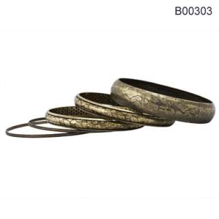 Set of 5 Gold / Silver Tone Stackable Bangle Bracelet  