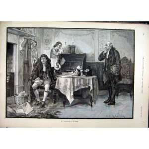  1892 Men Sitting Table Valentine Basket Room Fine Art 