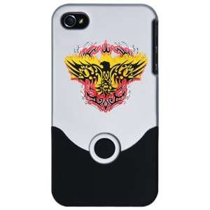  iPhone 4 or 4S Slider Case Silver Tribal Flaming Eagle 