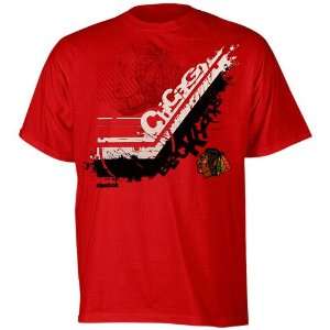   Blackhawks Youth In Stick Tive T Shirt   Red