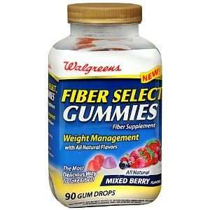  Fiber Select Gummies Fiber Supplement Gum Drops, Mixed Berry 