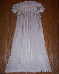 Custom Baby Baptism Silk Christening Gown Corded Lace Collar Handmade 